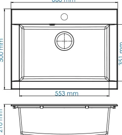 Brico Spoelbak Hexo 1 Xl Bak 66X50X21Cm Composiet Zwart Online
