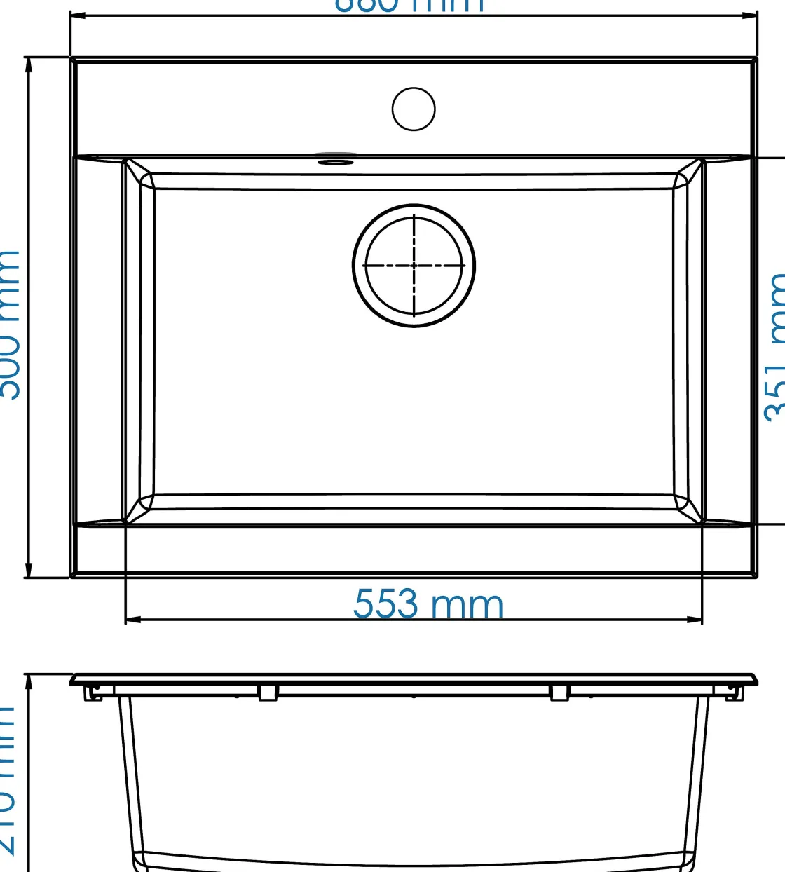 Brico Spoelbak Hexo 1 Xl Bak 66X50X21Cm Composiet Zwart Online