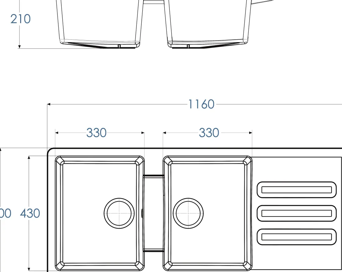 Brico Spoelbak Vogua 2 Bakken 116X50X21Cm Composiet Wit Online
