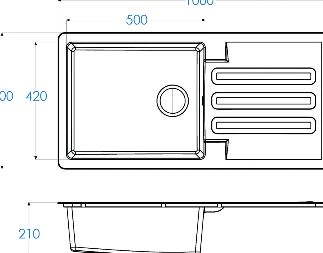 Brico Spoelbak Vogua 1 Xl Bak 100X50X21Cm Composiet Zwart