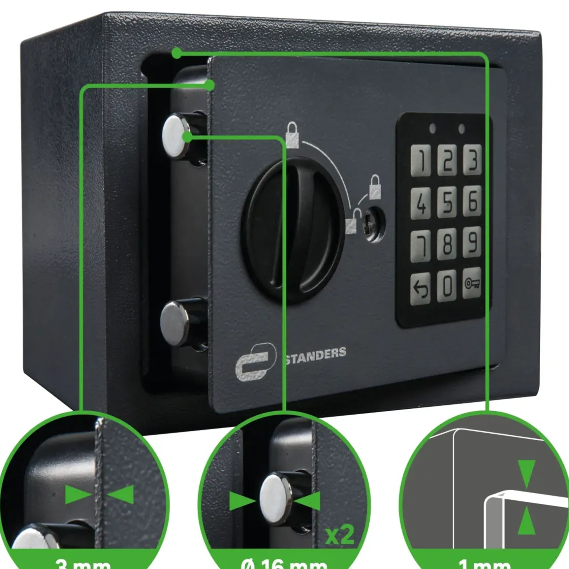 Standers Elektronische Kluis Mini Formaat 15X20X15Cm-Brico Best