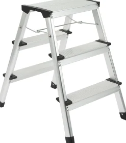 Brico Steppy Huishoudtrap Aluminium Dubbel 3 Treden Platform 31X20 Cm