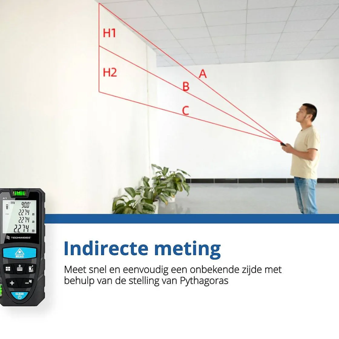 Brico Techweise Laser Afstandsmeter 70M - Met Alle Meetopties Discount