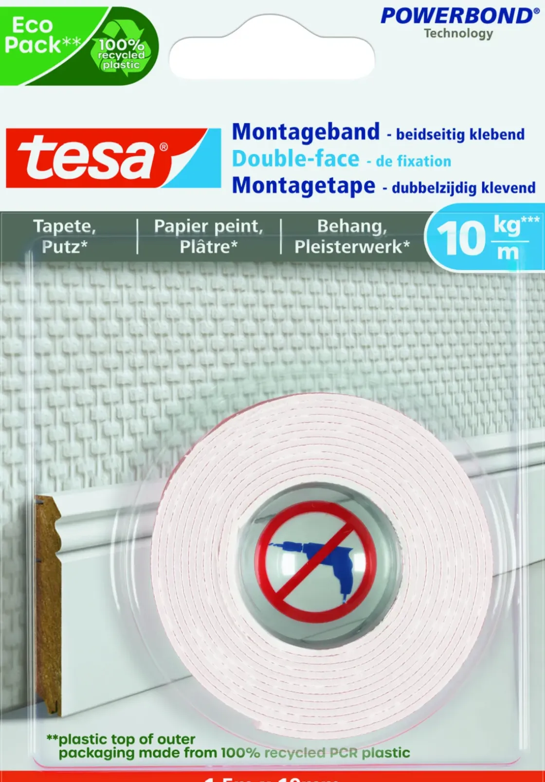 Tesa Montagetape Voor Behang En Pleister - 1 X 10 Kg/M-Brico Discount
