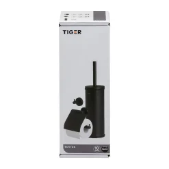 Brico Tiger Accessoireset Boston - Toiletborstel Met Houder Vrijstaand - Toiletrolhouder - Haak – Zwart Outlet