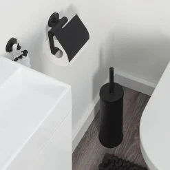 Brico Tiger Accessoireset Boston - Toiletborstel Met Houder Vrijstaand - Toiletrolhouder - Haak – Zwart Outlet