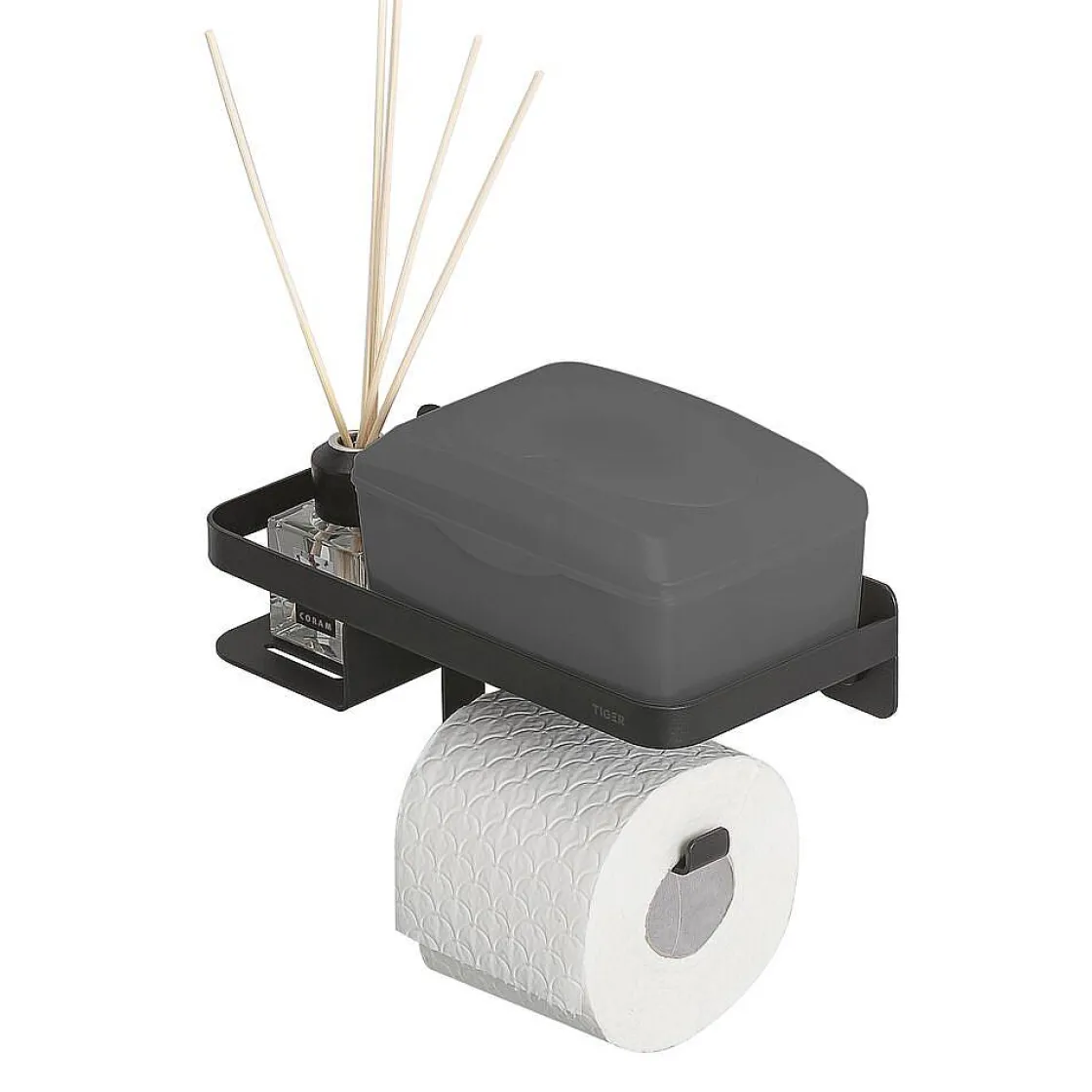 Brico Tiger Caddy Toiletrolhouder Met Planchet Zwart Discount