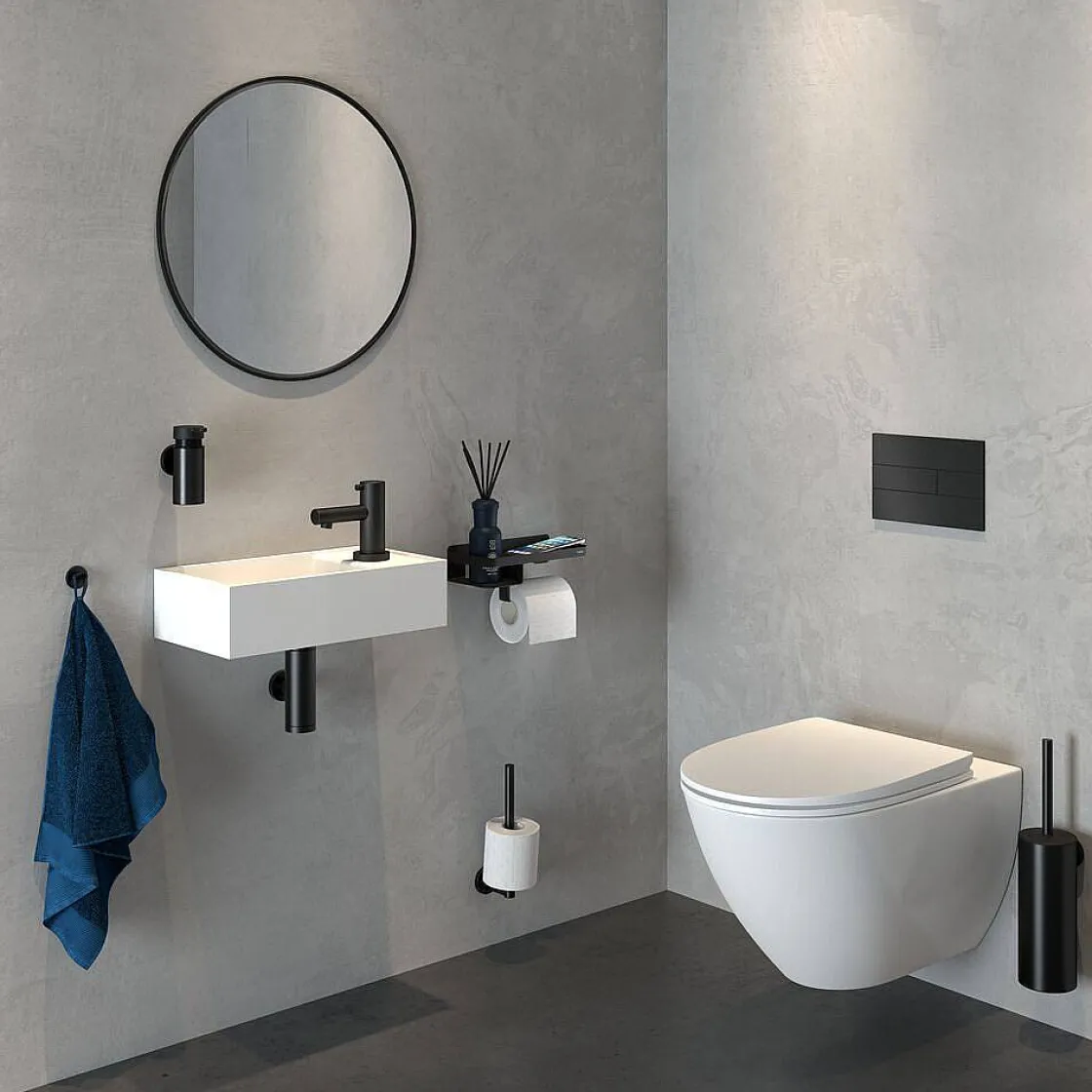 Brico Tiger Caddy Toiletrolhouder Met Planchet Zwart Discount