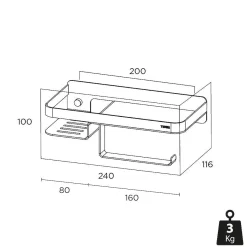 Brico Tiger Caddy Toiletrolhouder Met Planchet Zwart Discount