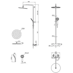 Brico Tiger Regendoucheset Twiss Met Kraan Zwart