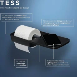 Brico Tiger Tess Toiletrolhouder Met Planchet Zwart/Antraciet