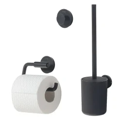 Brico Tiger Toiletaccessoireset Urban Toiletborstel Met Houder + Toiletrolhouder Zonder Klep + Handdoekhaak Zwart Hot