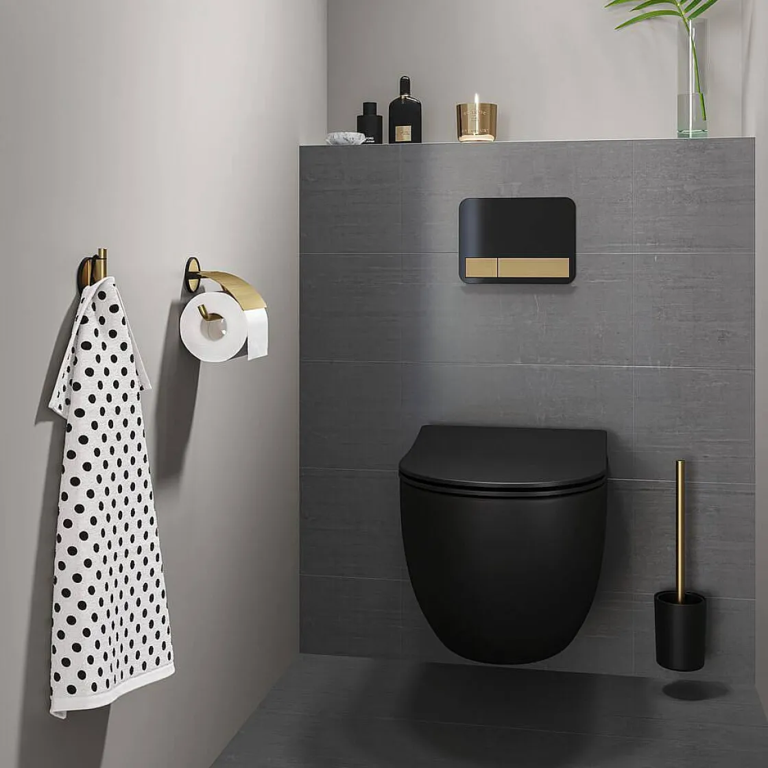 Brico Tiger Toiletrolhouder Tune Met Klep Messing Geborsteld / Zwart Outlet