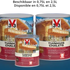 V33 Houtbeits Tuinhuis High Protection Donkere Eik Zijdeglans 2,5L-Brico Best