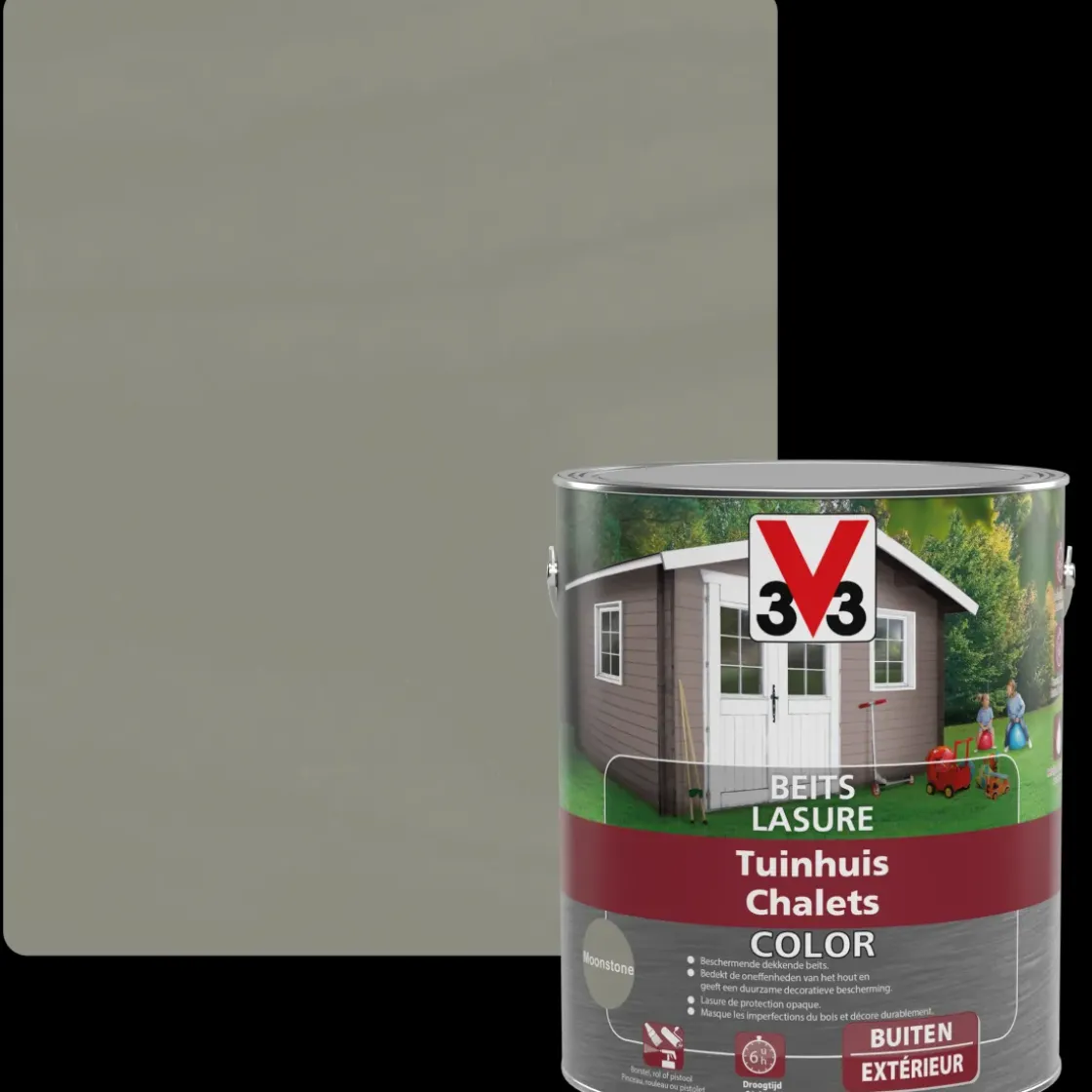 V33 Houtbeits Tuinhuis Moonstone Zijdeglans 2,5L-Brico Discount