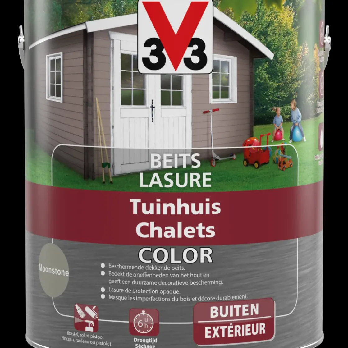 V33 Houtbeits Tuinhuis Moonstone Zijdeglans 2,5L-Brico Discount