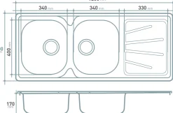Brico Van Marcke Inbouwspoelbak Go Legato 2 Bakken Rvs 120X50Cm Sale