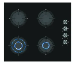 Brico Verbeken Gaskookplaat Glas Zwart 60Cm