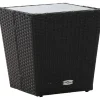 Vidaxl Theetafel 41,5X41,5X43 Cm Poly Rattan En Gehard Glas Zwart-Brico New