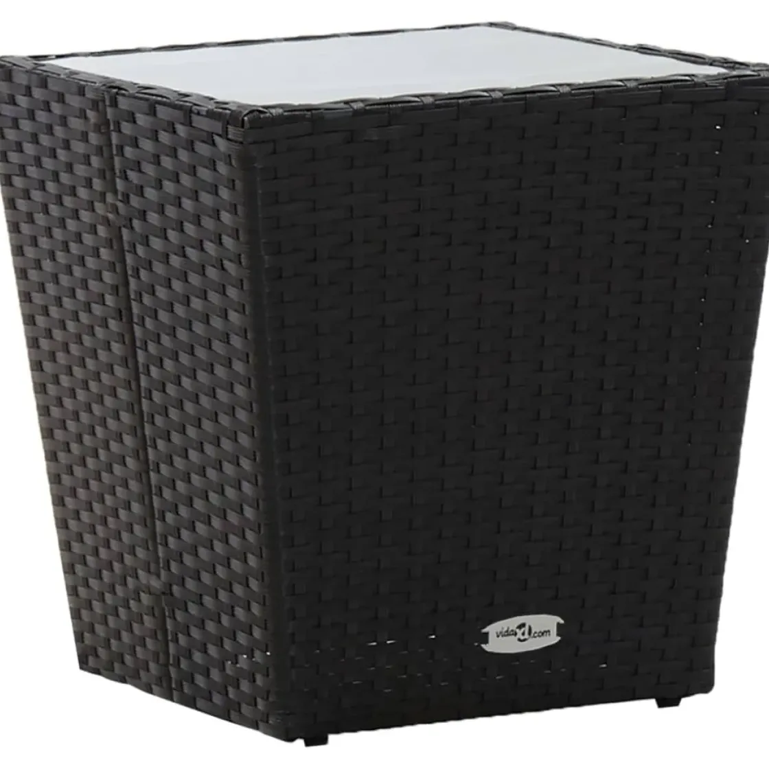 Vidaxl Theetafel 41,5X41,5X43 Cm Poly Rattan En Gehard Glas Zwart-Brico New