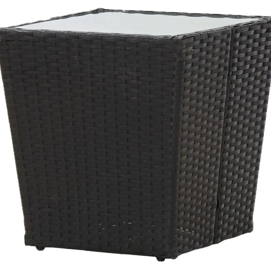 Vidaxl Theetafel 41,5X41,5X43 Cm Poly Rattan En Gehard Glas Zwart-Brico New