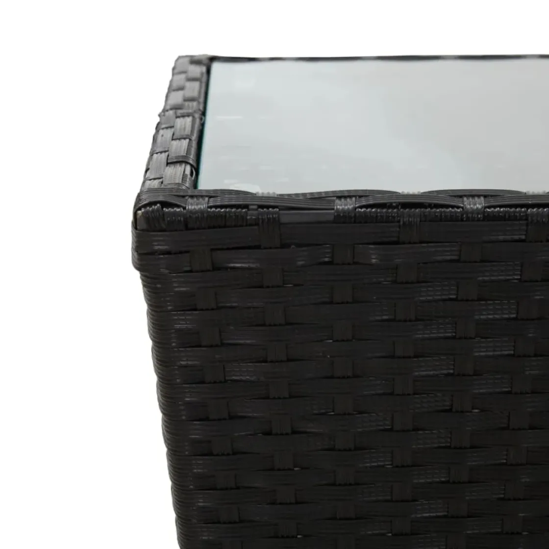 Vidaxl Theetafel 41,5X41,5X43 Cm Poly Rattan En Gehard Glas Zwart-Brico New