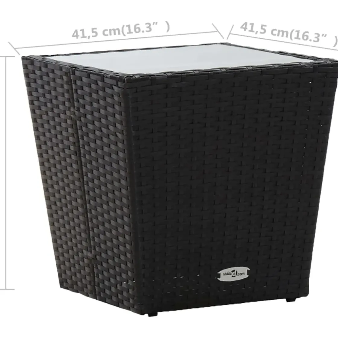 Vidaxl Theetafel 41,5X41,5X43 Cm Poly Rattan En Gehard Glas Zwart-Brico New