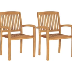 Vidaxl Tuinstoelen Stapelbaar 2 St Massief Teakhout-Brico New