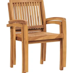 Vidaxl Tuinstoelen Stapelbaar 2 St Massief Teakhout-Brico New