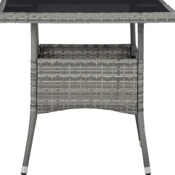 Vidaxl Tuintafel Poly Rattan En Glas Grijs-Brico Hot