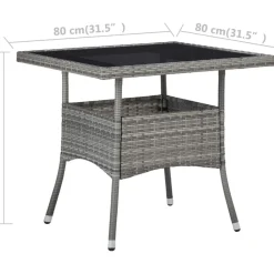 Vidaxl Tuintafel Poly Rattan En Glas Grijs-Brico Hot