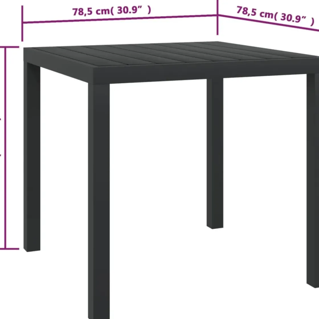 Vidaxl Tuintafel 80X80X74 Cm Aluminium En Hkc Zwart-Brico Discount