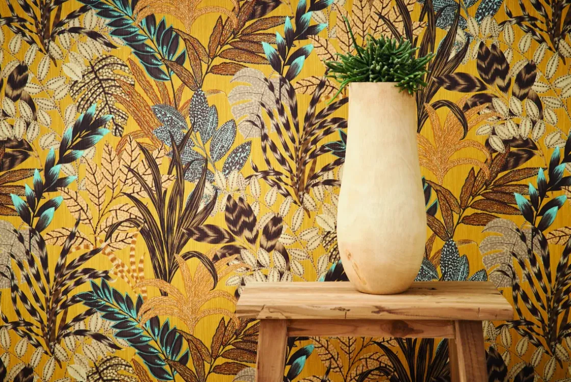 Vinylbehang Op Vlies Jasmin Geel 378602-Brico Outlet