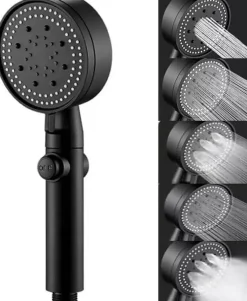 Brico Waterbesparende Douchekop Set - Mat Zwart - 5 Straalstanden Discount