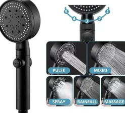 Brico Waterbesparende Douchekop Set - Mat Zwart - 5 Straalstanden Discount