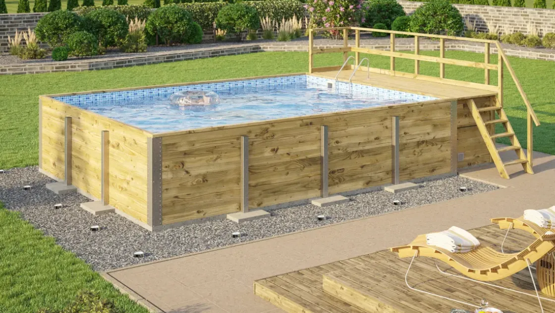 Weka Massief Houten Zwembad 595 Maat 2 Blauw/Mosica-Brico New