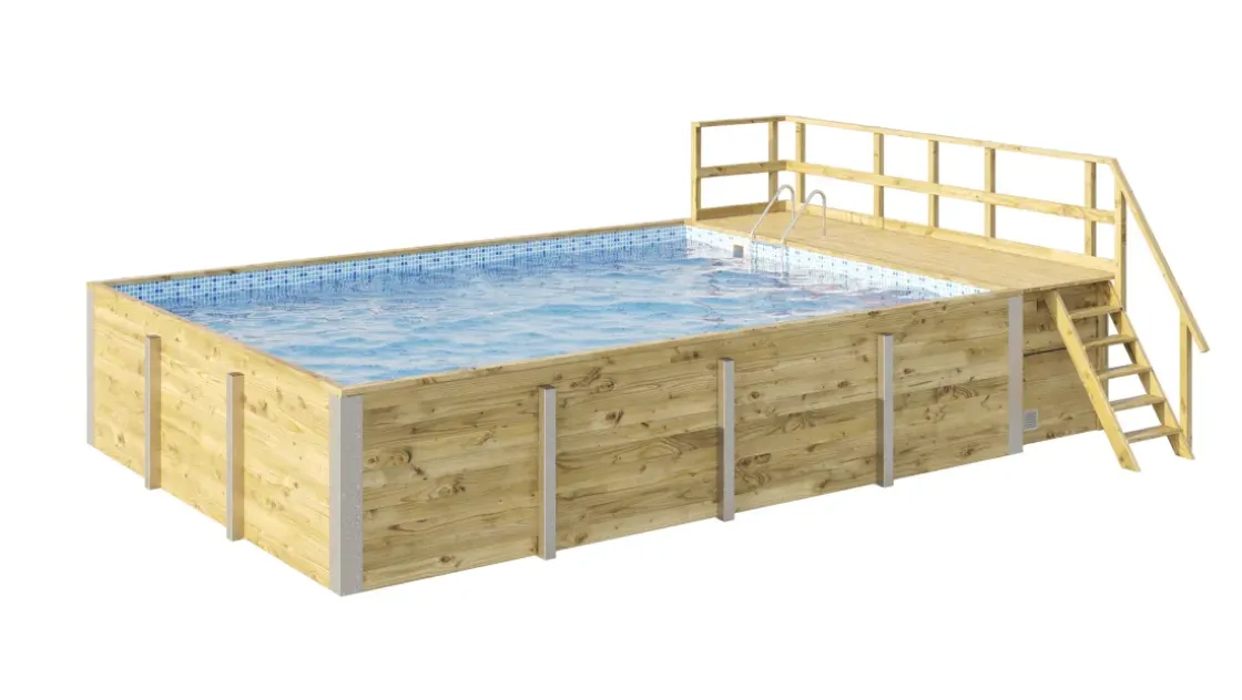 Weka Massief Houten Zwembad 595 Maat 2 Blauw/Mosica-Brico New