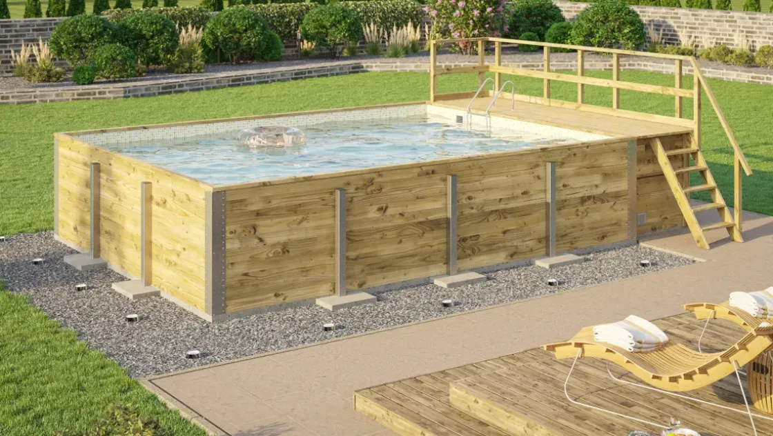 Weka Massief Houten Zwembad 595 Maat 2 Zand/Mozaiek-Brico Hot