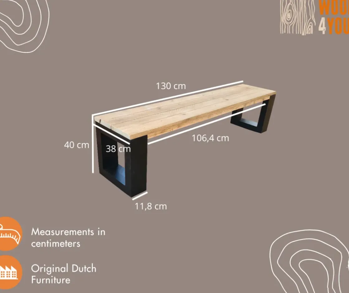 Wood4You - Bankje - New Orleans - Steigerhout 130Lx40Hx38D Cm-Brico Best