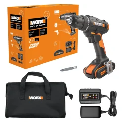 Brico Worx Accuboormachine + Boorhamer Combo Kit Wx927 20V (2 Accu'S) Hot