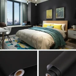 Zelfklevend Behang - Vinyl - Zwart - Zwart Effen - Nero Solido - 122Cmx10M-Brico Discount