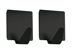 Zelfklevende Haken 2 Stuks Vierkant Zwart-Brico Discount